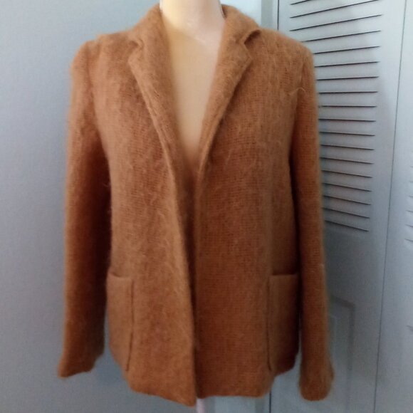 VTG CAROLE LITTLE for SAINT-TROPEZ WEST 12 WOOL MOHAIR OPEN FRONT POCKETS WOVEN - Picture 1 of 7